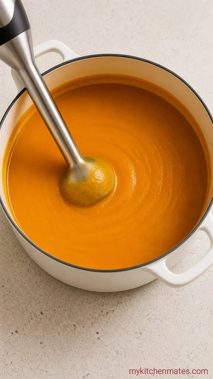 30-Minute Creamy Sweet Potato Carrot Soup Step 3: Blend Until Smooth