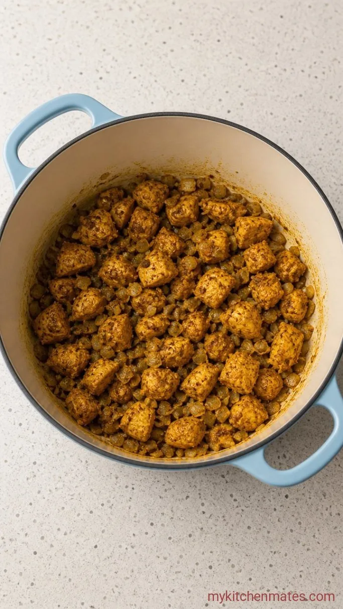 Creamy Coconut Chicken Curry with Rice Step 3: Bloom the Spices