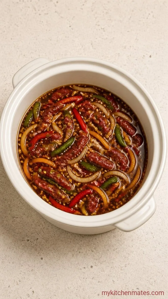 Crockpot Pepper Steak: Tender Beef, Bell Peppers, and Savory Sauce Step 3: Braise in the Slow Cooker