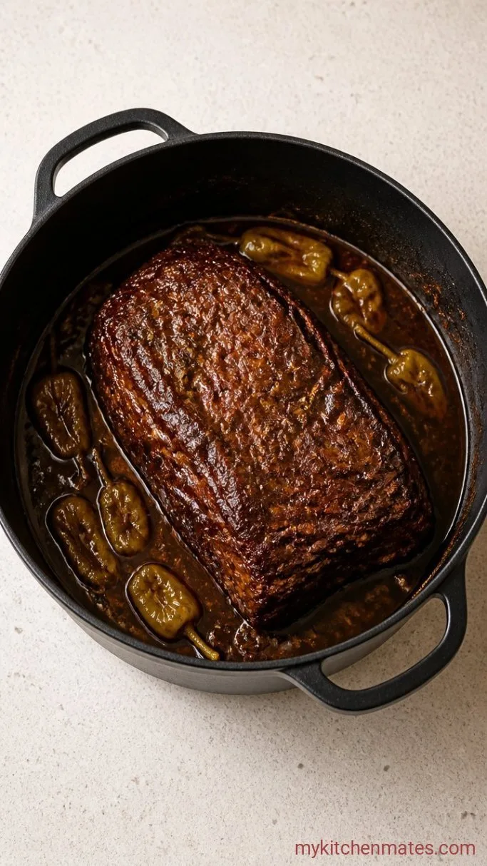 Slow Cooker Portillo’s Italian Beef Copycat Step 3: Braise Until Tender