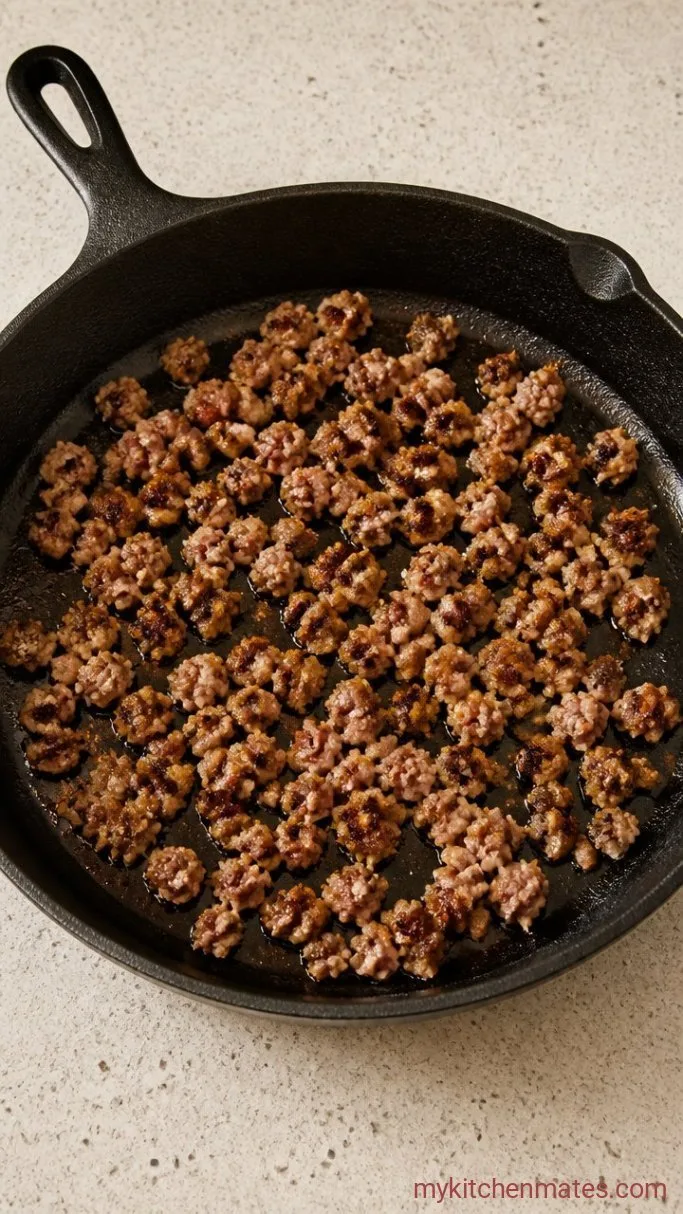 Step 3: Brown the Vegan Sausage