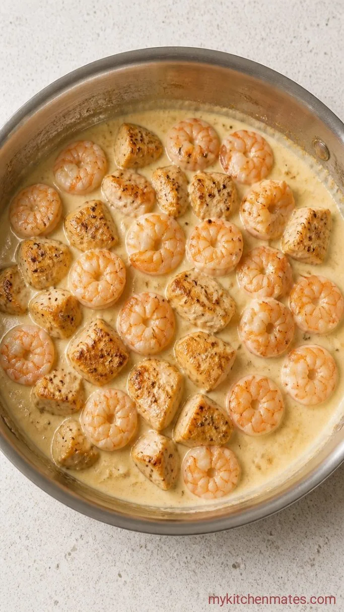 30-Minute Chicken Shrimp Alfredo Step 3: Build the Alfredo Sauce
