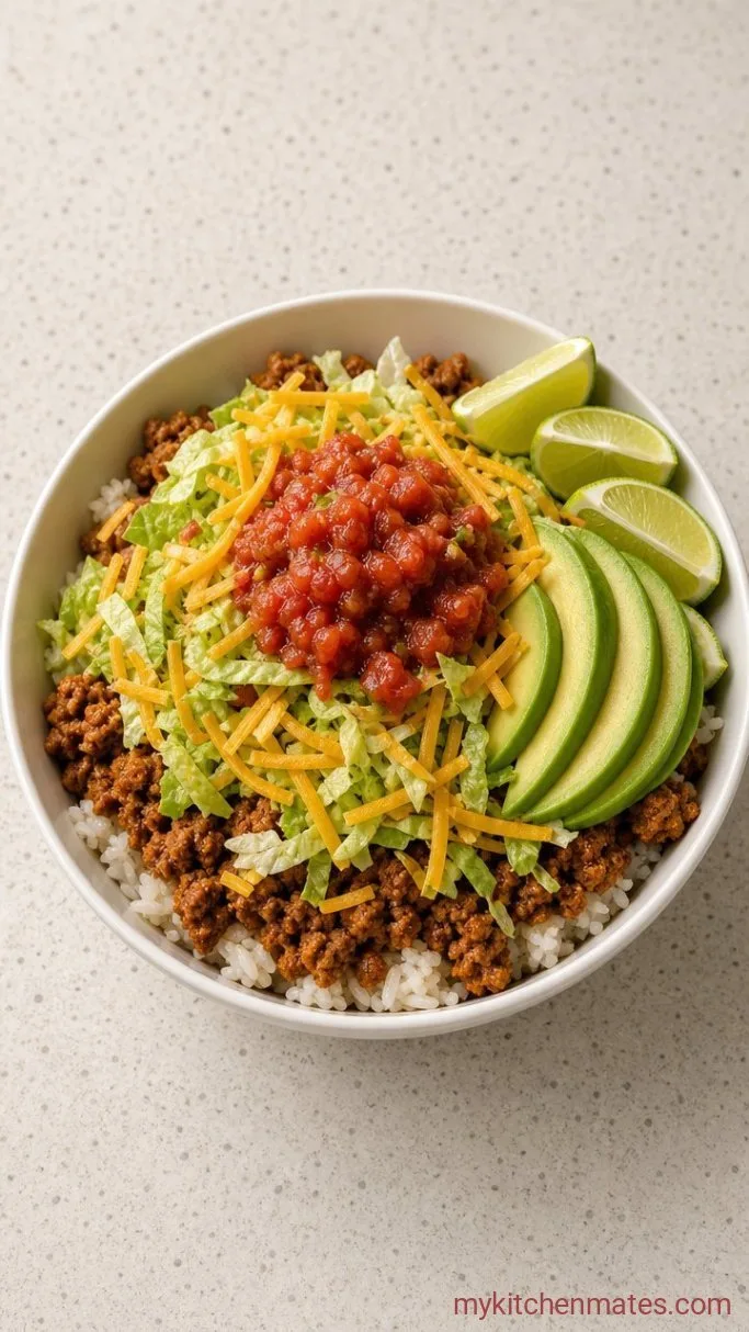 20-Minute Ground Chicken Taco Bowls Step 3: Build the Bowls