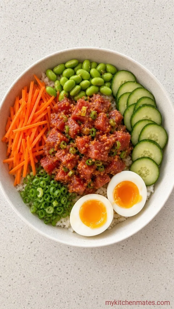 15-Minute High Protein Rice Bowls (Spicy Tuna & Edamame) Step 3: Build the Bowls