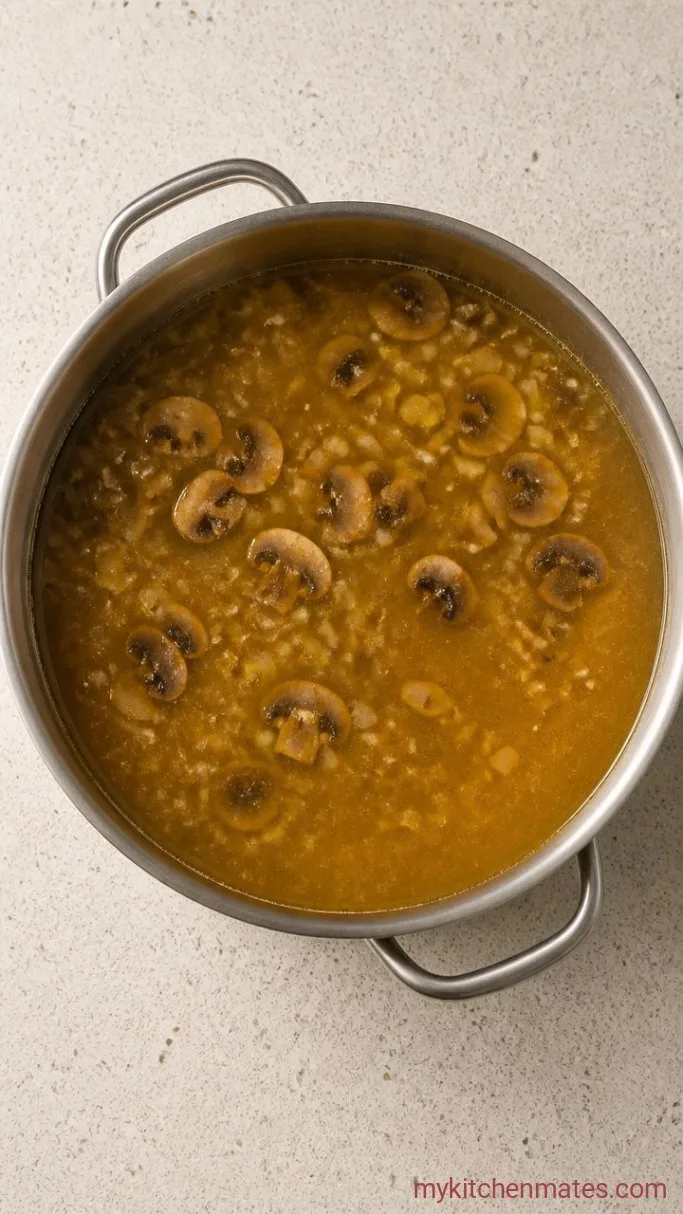 30-Minute Creamy Golden Mushroom Soup Step 3: Build the Broth
