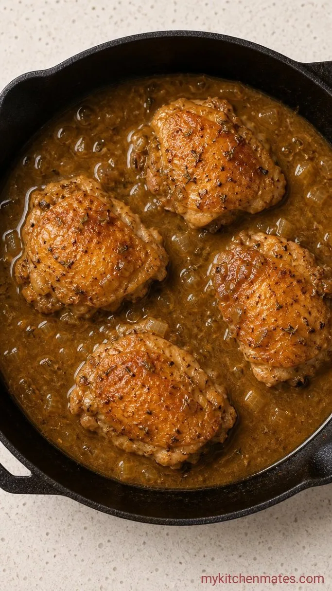 30-Minute Smothered Chicken with Creamy Gravy Step 3: Build the Gravy and Simmer