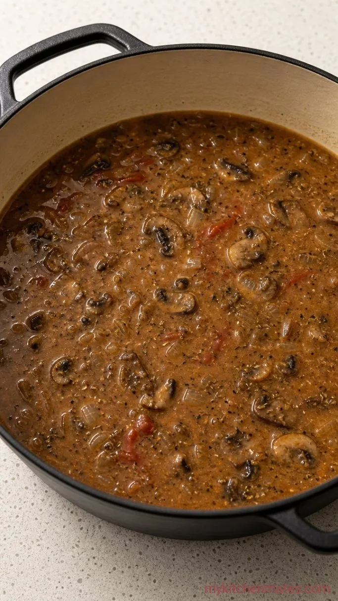Tender Beef Tips and Noodles in Mushroom Gravy Step 3: Build the Gravy