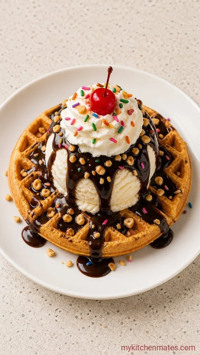 Waffle Ice Cream Sundaes in 15 Minutes Step 3: Build the Ice Cream Sundaes