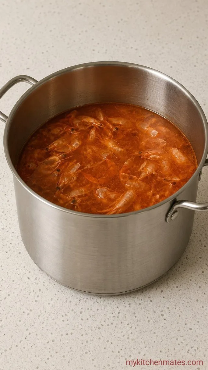 Creamy Shrimp Bisque with Sherry Step 3: Build the Quick Stock