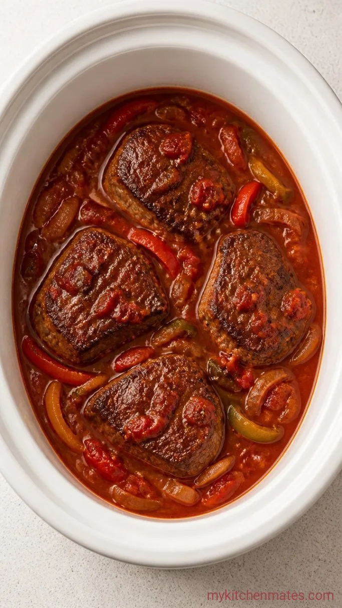 Tender Crockpot Swiss Steak in Rich Tomato Gravy Step 3: Build the Sauce and Slow Cook