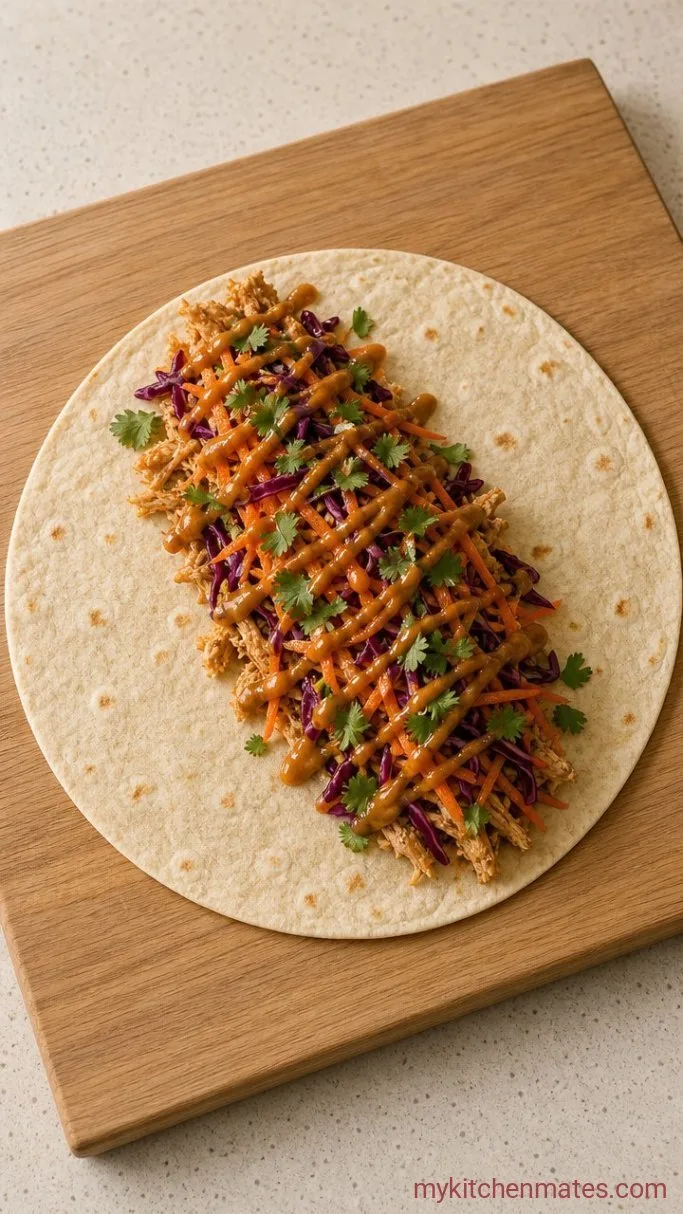 Quick Thai Peanut Chicken Wraps Step 3: Build the Wraps