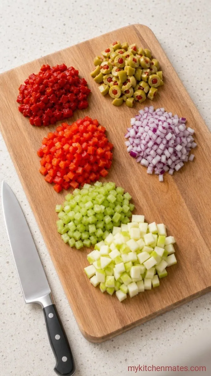 Creamy Puerto Rican Potato Salad (Ensalada de Papa) Step 3: Chop the Mix-Ins