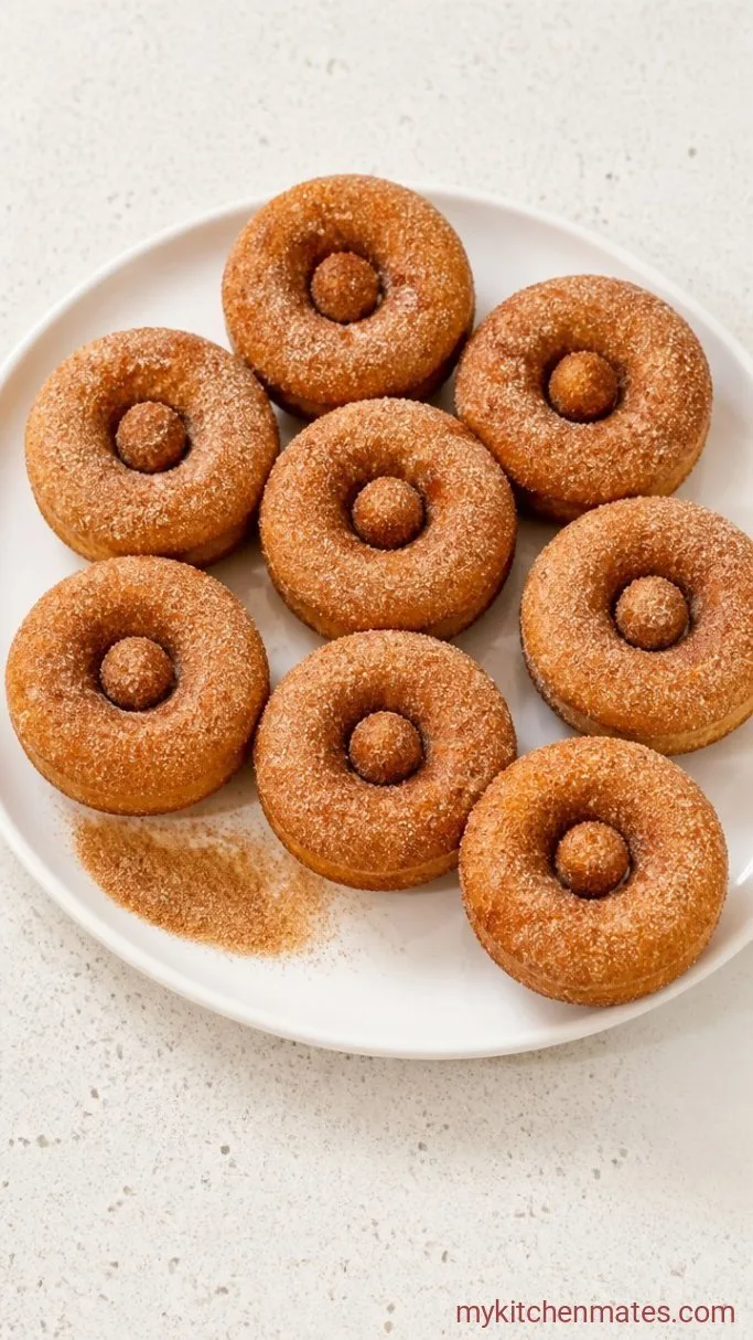 Quick 2-Ingredient Air Fryer Donuts Step 3: Coat in Cinnamon Sugar