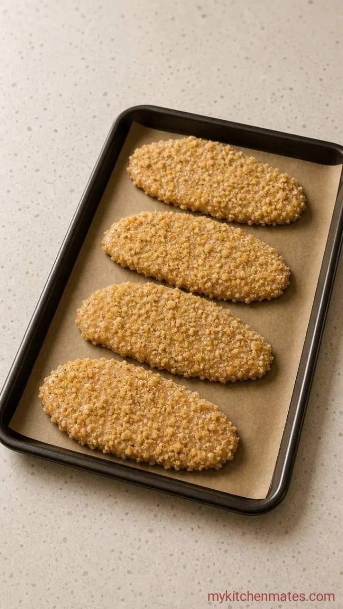 Crispy Baked Chicken Sandwiches Step 3: Coat the Chicken