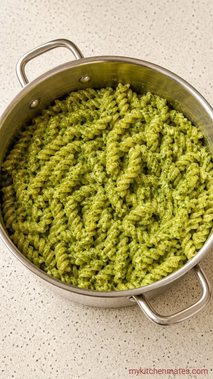 No-Cook Creamy Avocado Pesto Pasta Step 3: Coat the Pasta