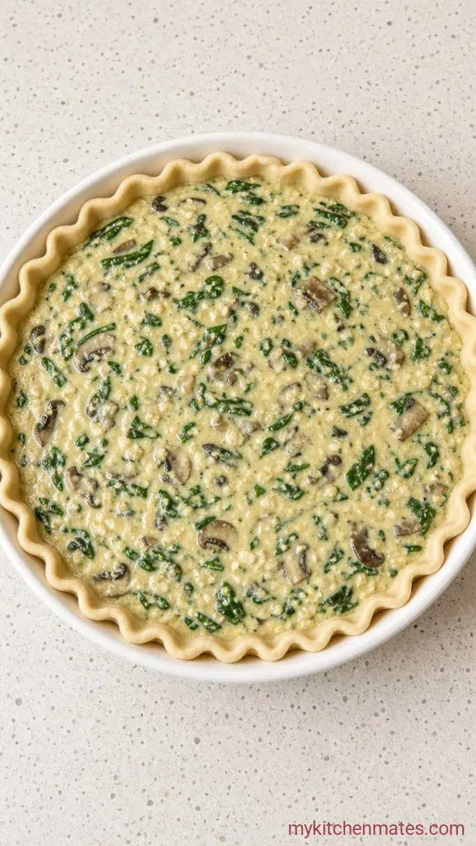 Creamy Vegan Tofu Quiche (Just 7 Ingredients) Step 3: Combine and Fill the Crust