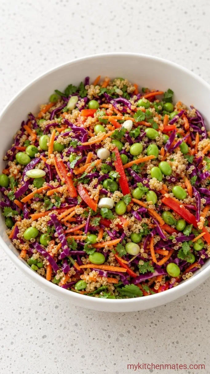 Crunchy Asian Quinoa Salad with Sesame Ginger Dressing Step 3: Combine the Vegetables and Quinoa