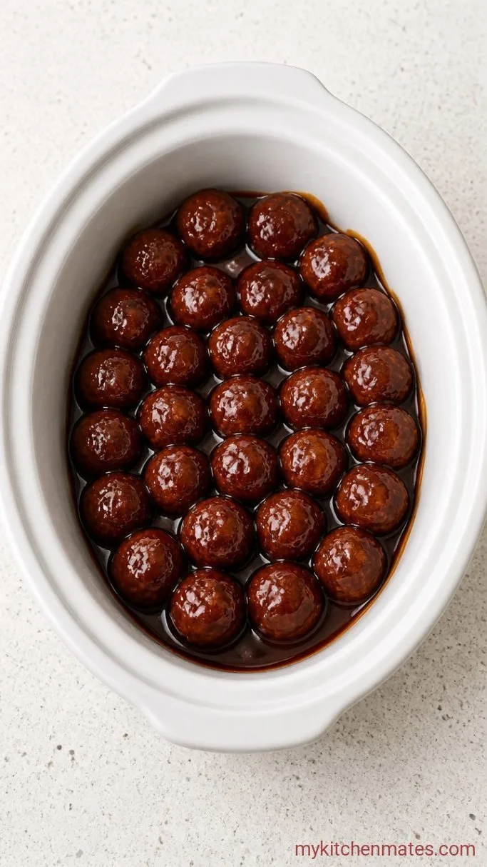 Sticky Slow Cooker Teriyaki Meatballs Step 3: Cook the Meatballs