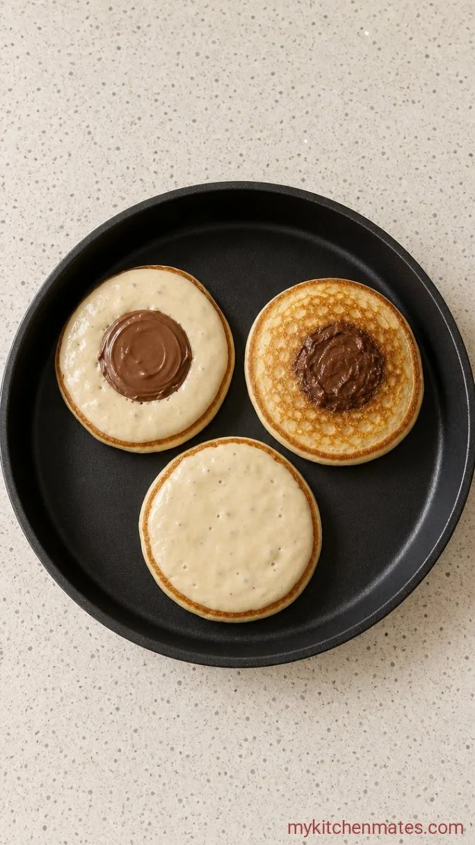 Fluffy Nutella Stuffed Pancakes Step 3: Cook the Nutella Stuffed Pancakes