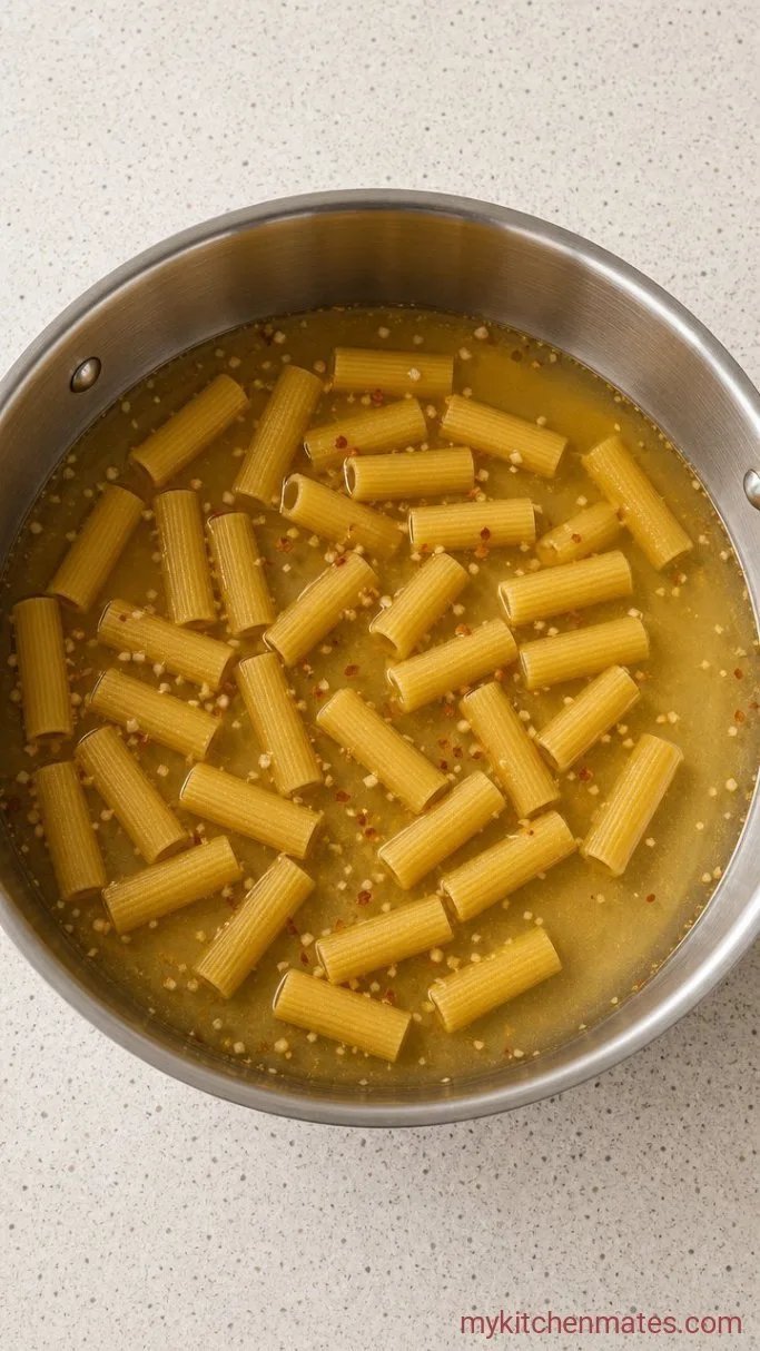 One-Pan Creamy Ricotta Chicken Pasta Step 3: Cook the Pasta