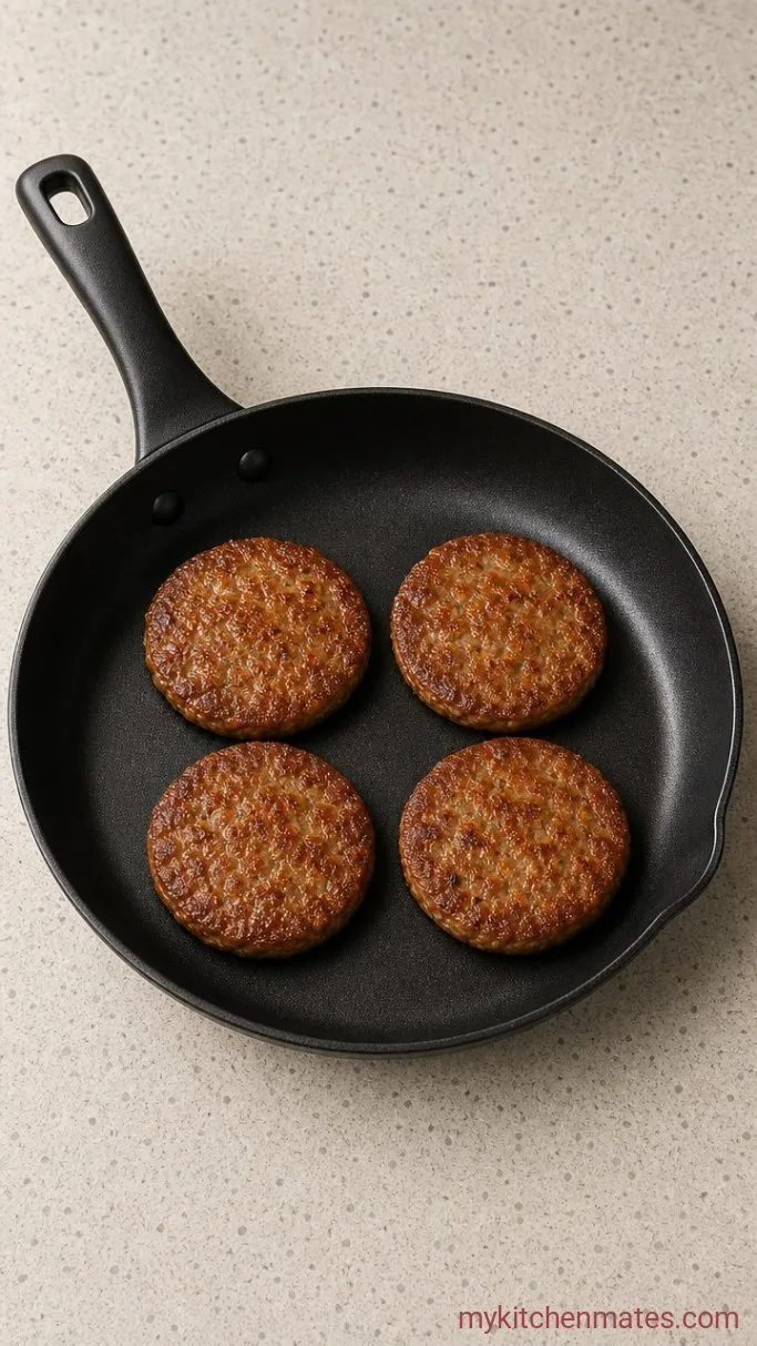 Flaky Buttermilk Biscuit Breakfast Sandwiches Step 3: Cook the Sausage Patties