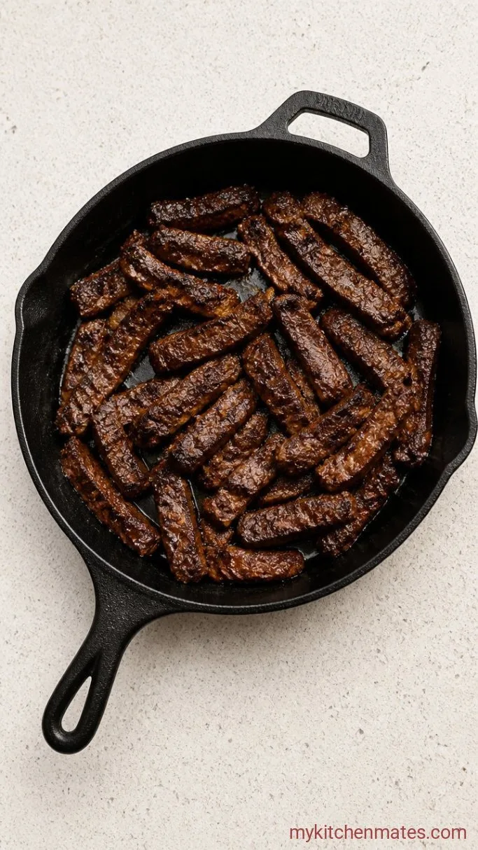 Quick Skillet Steak Fajitas Step 3: Cook the Steak Strips