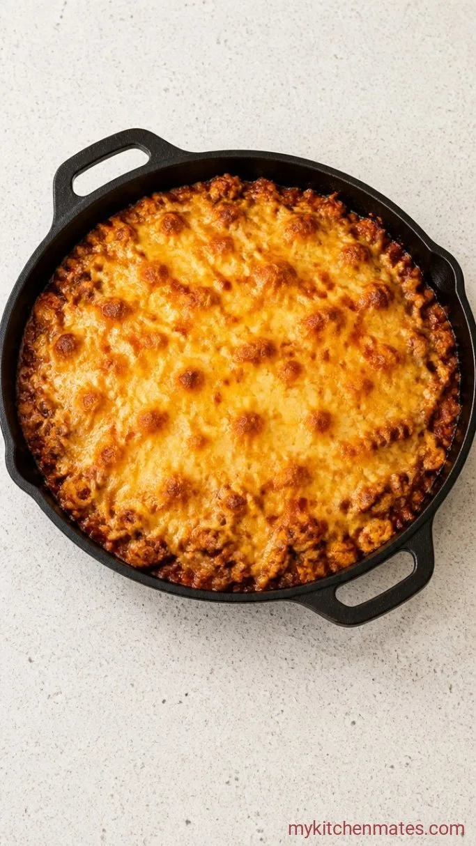 30-Minute Low Carb Taco Casserole Step 3: Cover with Cheese and Bake