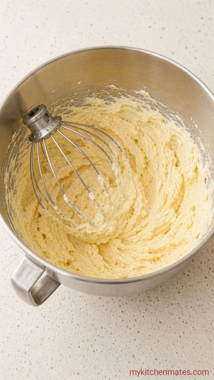 White German Chocolate Cake Cheesecake Step 3: Cream the Cake Batter
