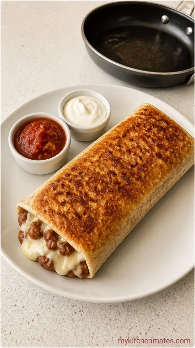 15-Minute Crispy Bean and Cheese Burrito Step 3: Crisp and Serve the Burrito