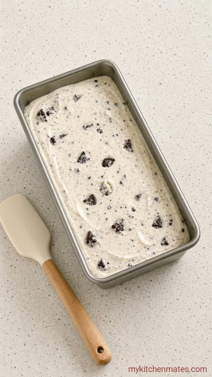 4-Ingredient Cookies and Cream Ice Cream (No-Churn) Step 3: Crush and Fold in the Cookies, Then Freeze