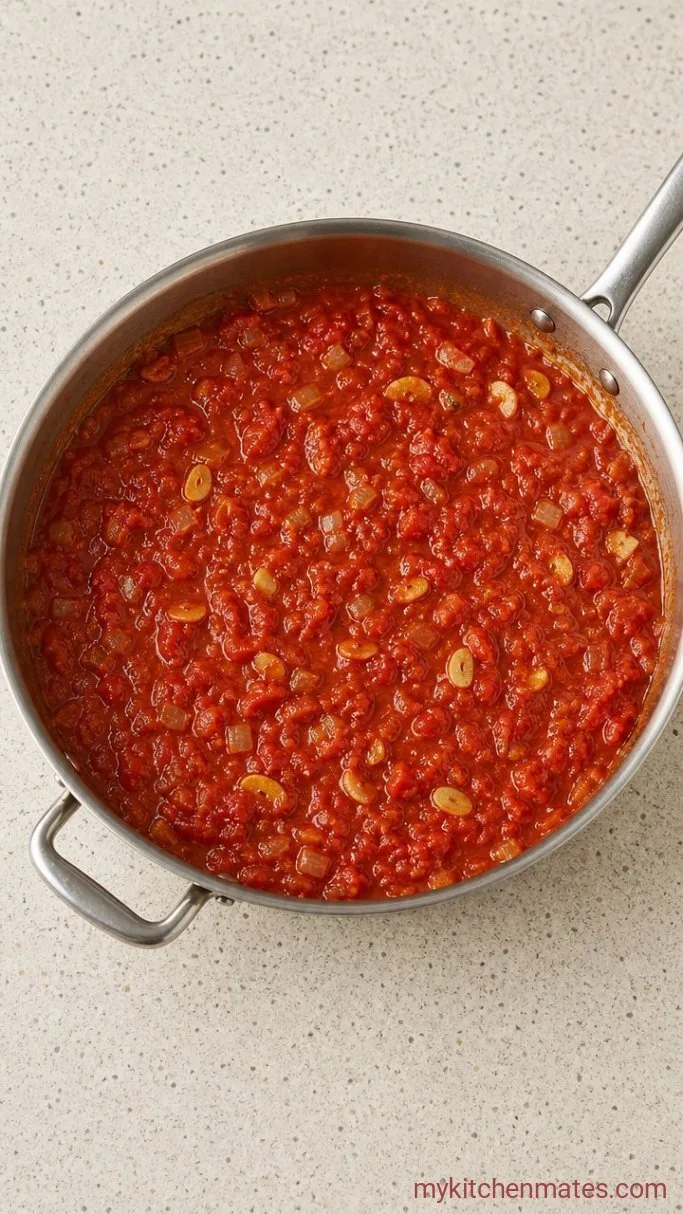 Slow-Simmered Classic Tomato Sauce Step 3: Crush the Tomatoes as They Soften