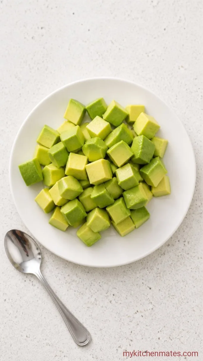 10-Minute Avocado Mango Salad Step 3: Cube the Avocado
