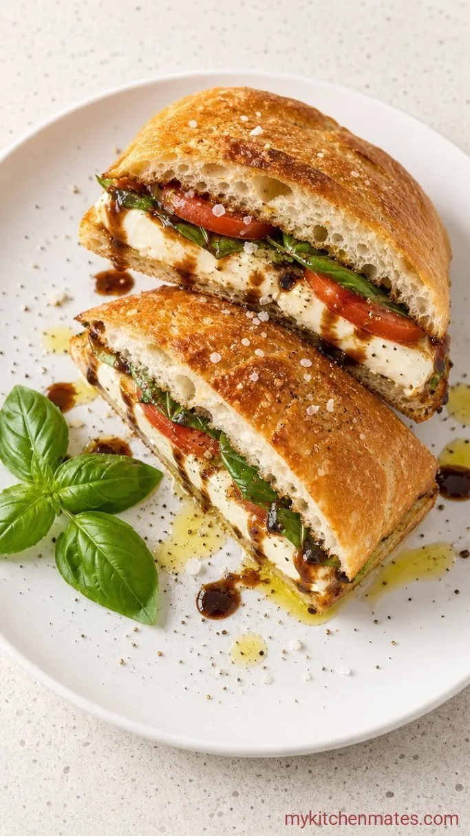 5-Minute Caprese Sandwich Step 3: Cut and Serve