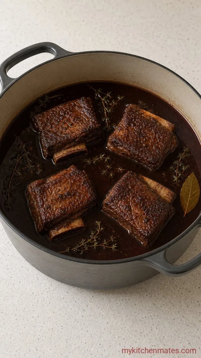 Slow-Braised French Onion Beef Short Rib Soup Step 3: Deglaze and Braise
