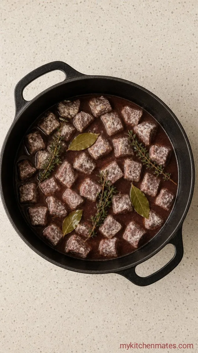 Dutch Oven Beef Stew (Oven-Braised for Fall-Apart Beef) Step 3: Deglaze and Build the Broth