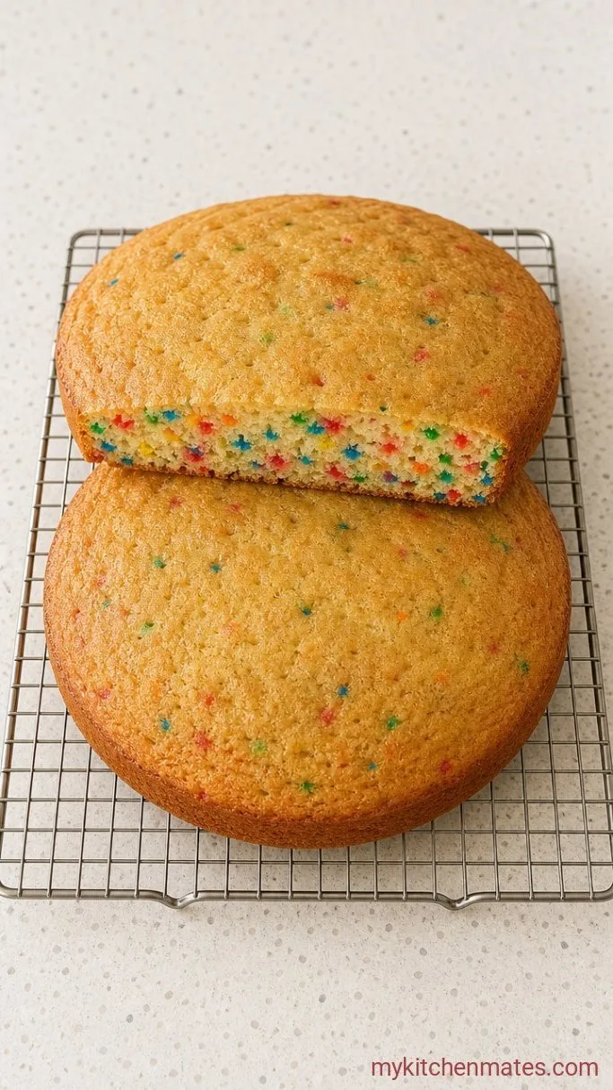 Y2K Funfetti Birthday Cake: Soft, Rainbow-Flecked & Never Dry Step 3: Divide and Bake the Layers