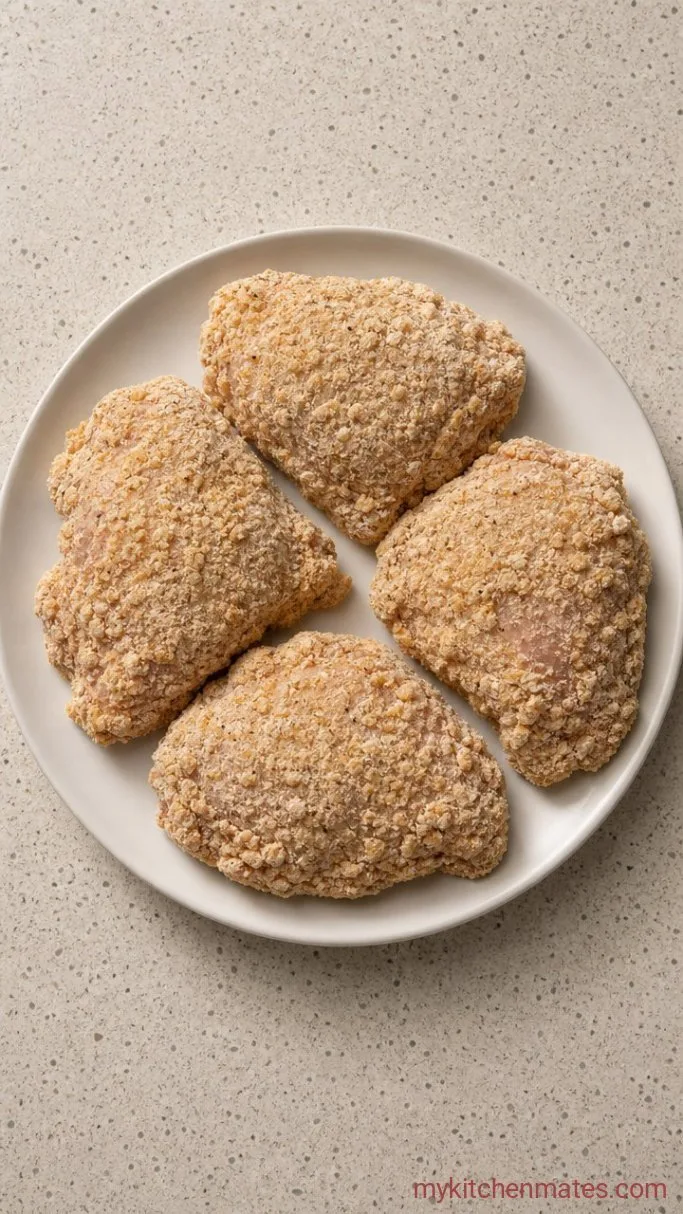 Extra-Crispy Buttermilk Chicken Thigh Sandwiches Step 3: Double-Dredge the Chicken