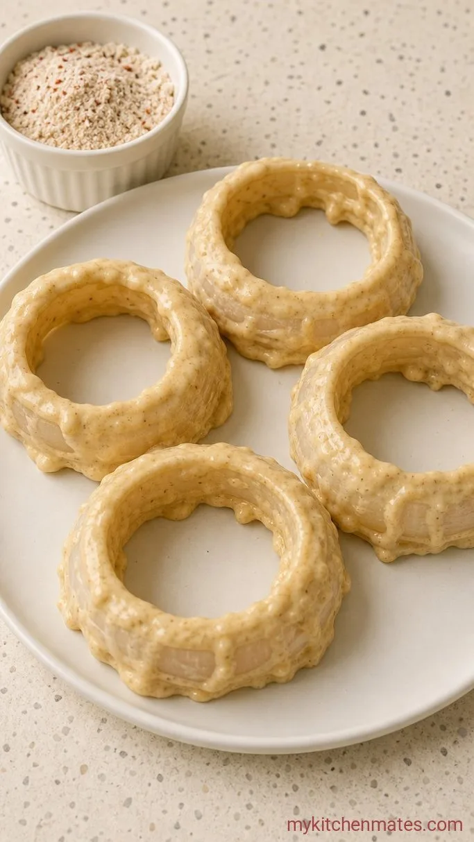 Crispy Gluten Free Onion Rings (Fried or Baked) Step 3: Dredge and Coat the Rings
