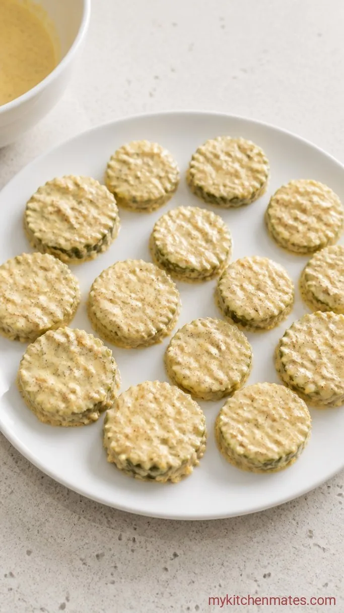 Crispy Air Fryer Fried Pickles Step 3: Dredge the Pickles