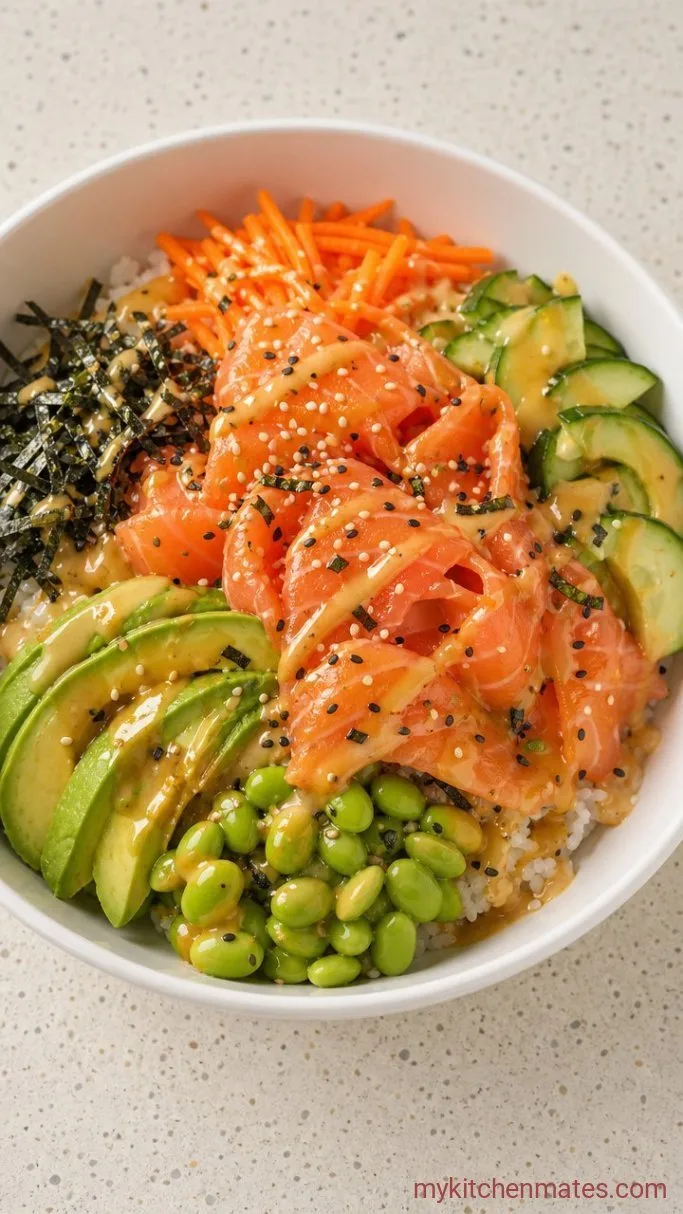10-Minute Smoked Salmon Bowl with Creamy Sesame Dressing Step 3: Drizzle and Serve