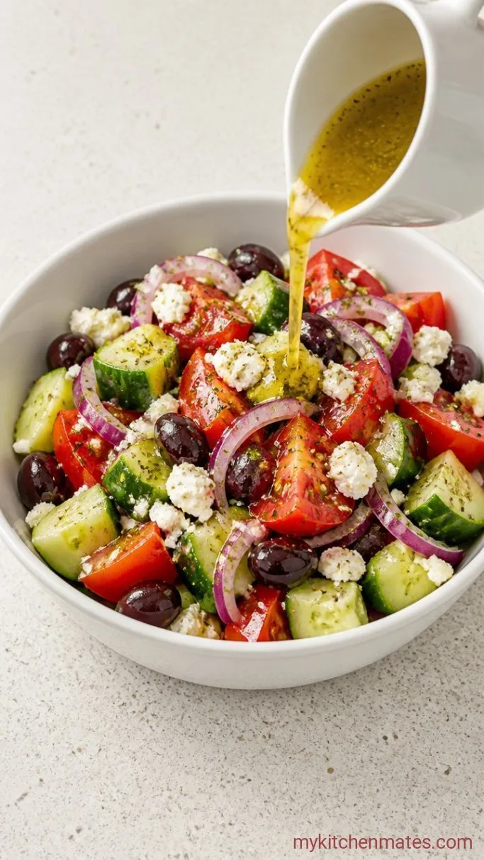 5-Minute Greek Salad Dressing Step 3: Drizzle and Serve