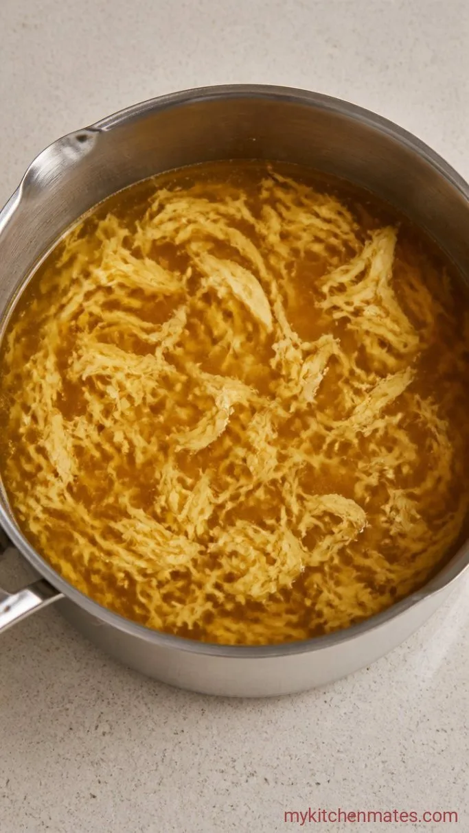 15-Minute Egg Drop Soup Step 3: Drizzle the Eggs