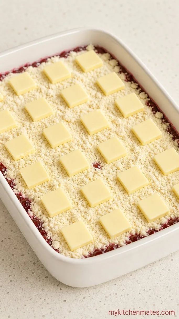 3-Ingredient Raspberry Dump Cake Step 3: Drizzle with Butter