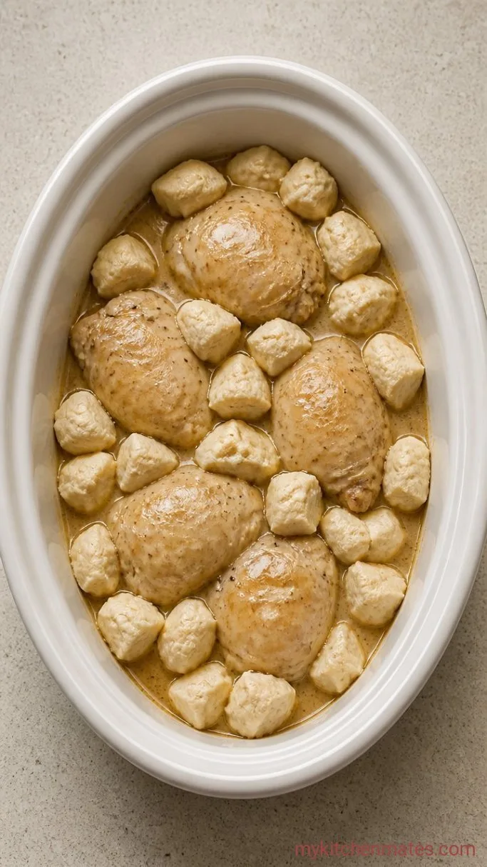 Creamy Crock Pot Chicken and Dumplings Step 3: Drop in the Dumplings