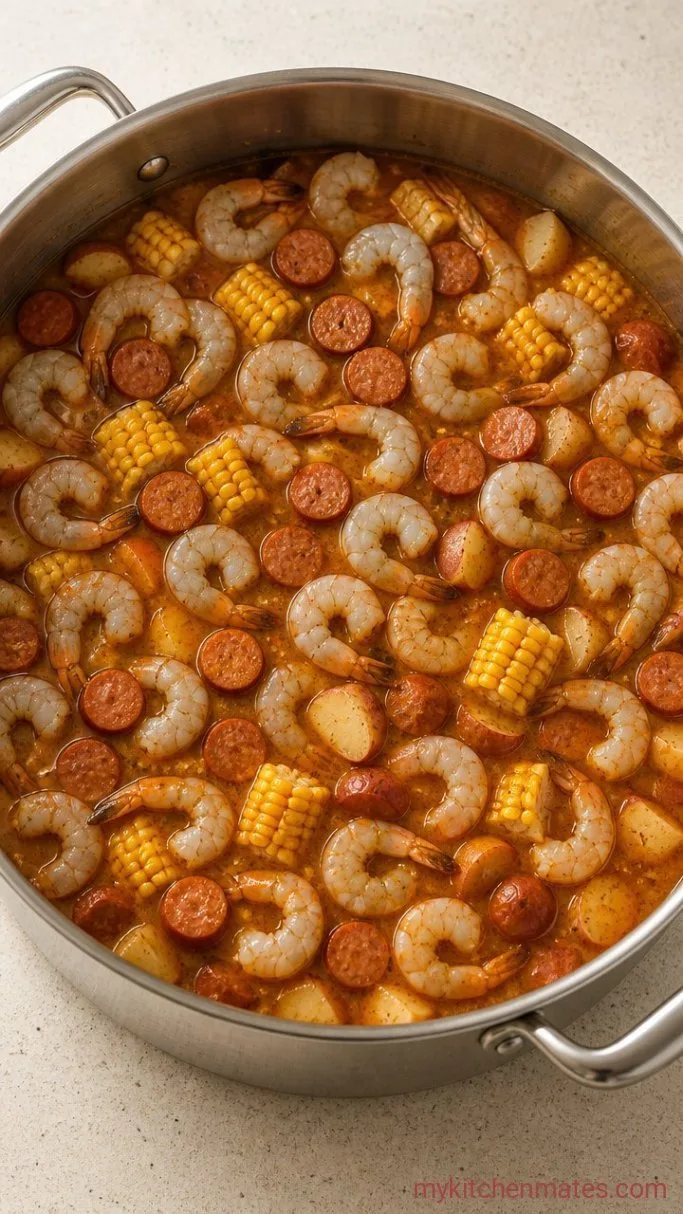 One-Pot Low Country Boil with Shrimp and Sausage Step 3: Drop in the Shrimp