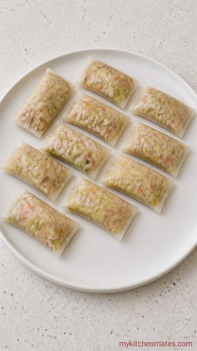Quick Crispy Rice Paper Dumplings Step 3: Fill and Fold the Dumplings