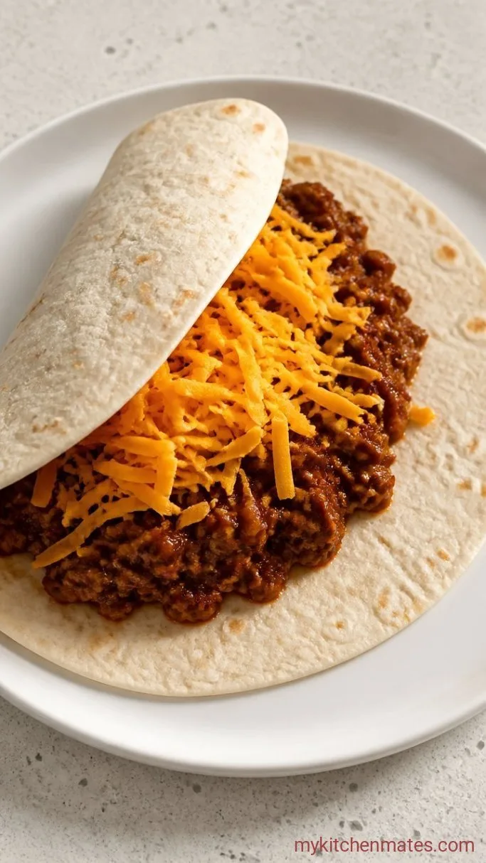 15-Minute Chili Cheese Burrito Step 3: Fill and Fold the Tortillas