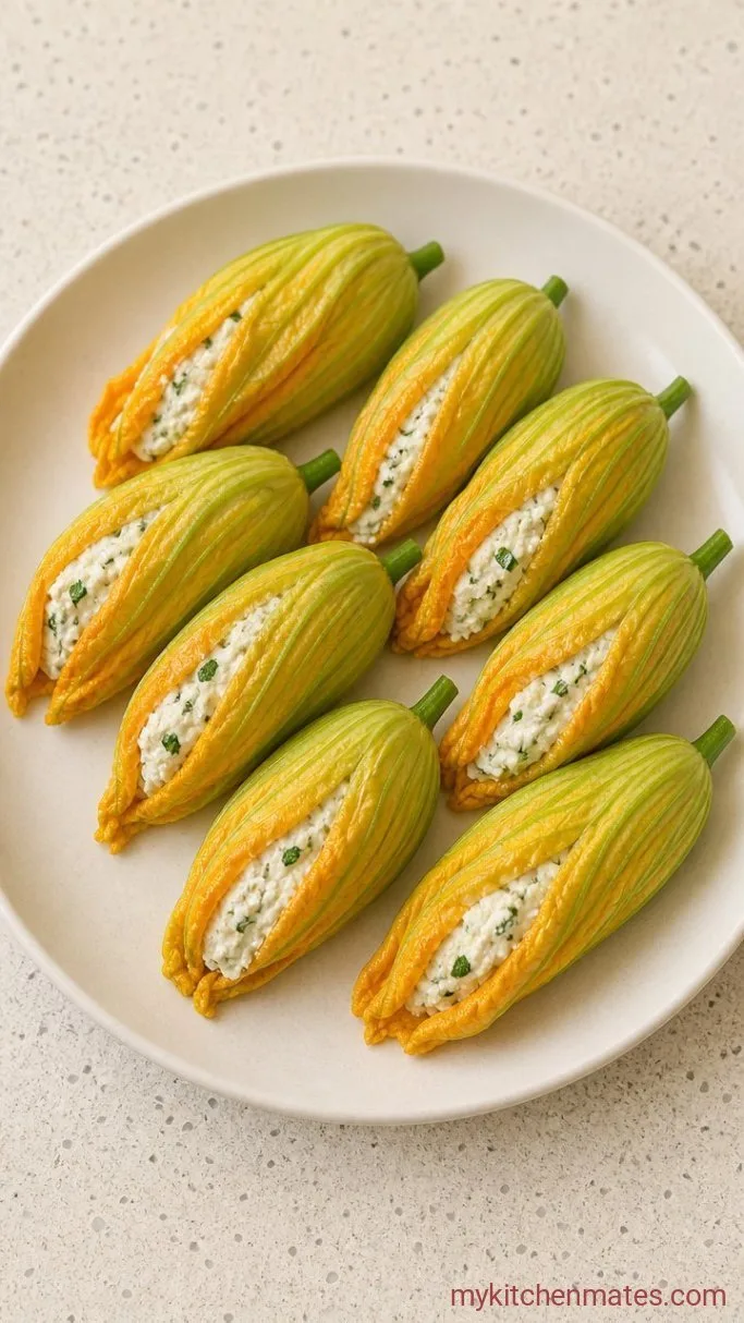 Pan-Fried Stuffed Zucchini Flowers Step 3: Fill the Blossoms