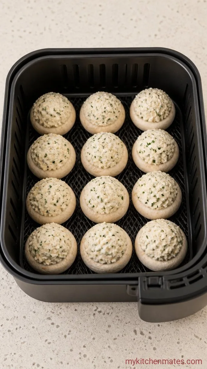 Crispy Air Fryer Stuffed Mushrooms in 20 Minutes Step 3: Fill the Caps