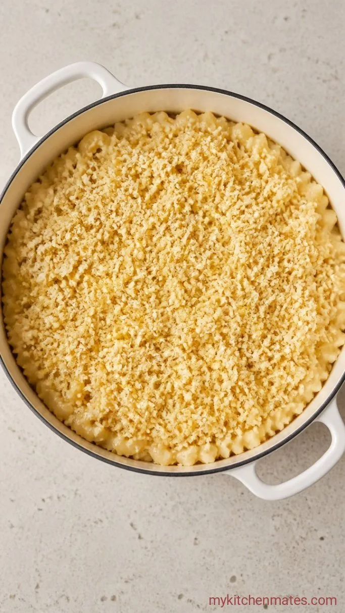 Smoked Mac and Cheese Step 3: Fill the Dish and Sprinkle Topping